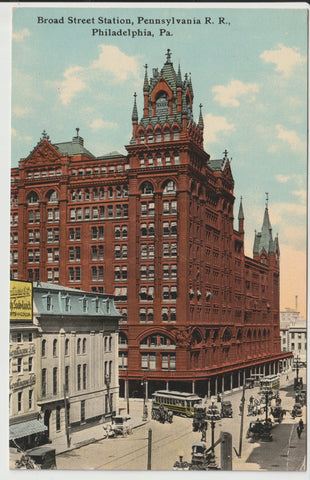 Broad Street Station Pennsylvania Railroad RR Station of Philadelphia Pa Postcard
