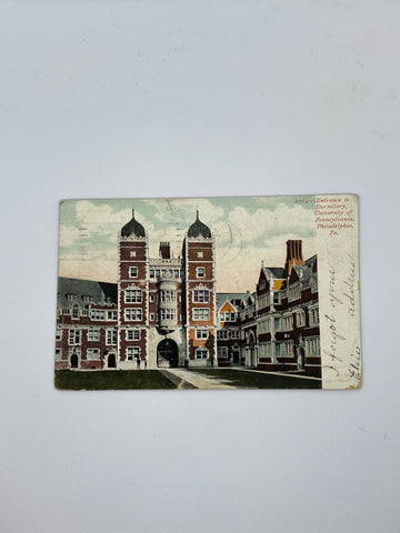 Entrance to Dormitory Buildings University of Pennsylvania Postcard 1907 era UPenn