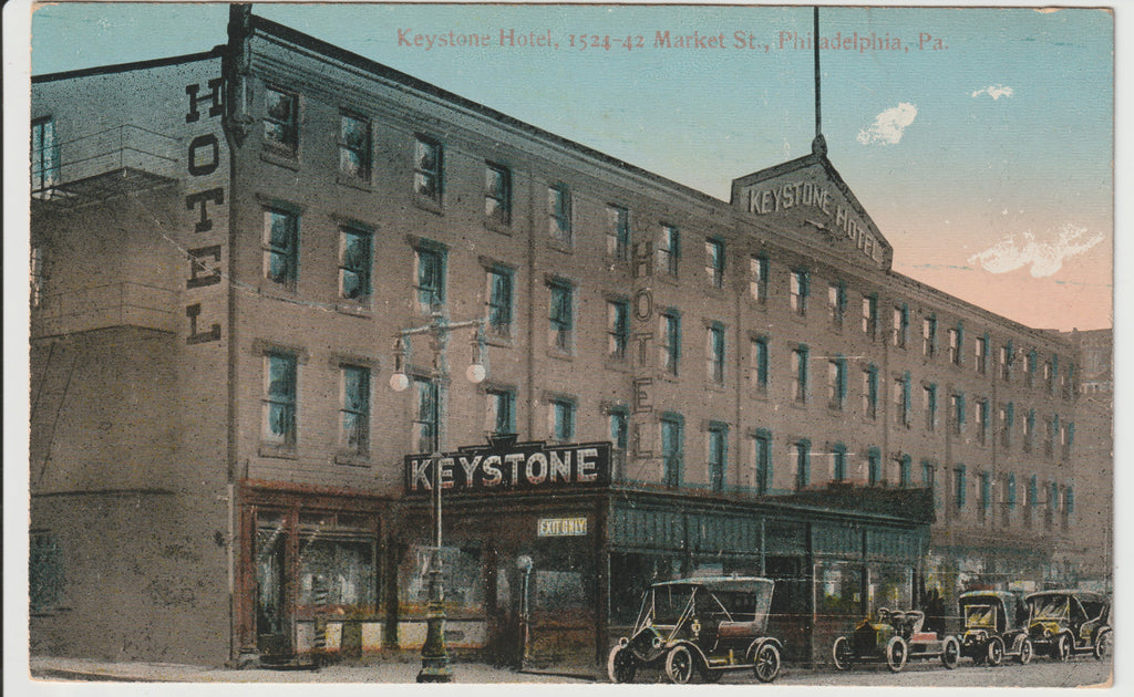 Keystone Hotel of 1524-1542 Market Street Un-Posted Postcard circa 1910