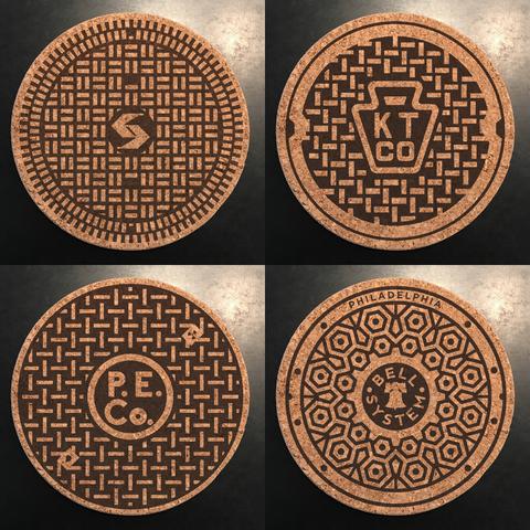 Philly Manhole Cover Coasters--Set of 4